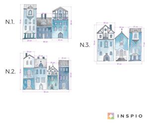INSPIO-textilná prelepiteľná nálepka - Detská nálepka - Modré domčeky