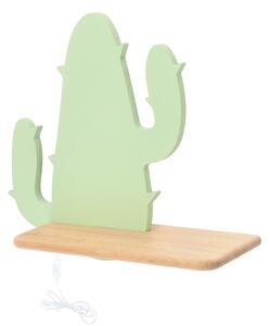 LED Detské nástenné svietidlo s poličkou CACTUS LED/4W/230V zelená/drevo