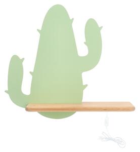 LED Detské nástenné svietidlo s poličkou CACTUS LED/4W/230V zelená/drevo