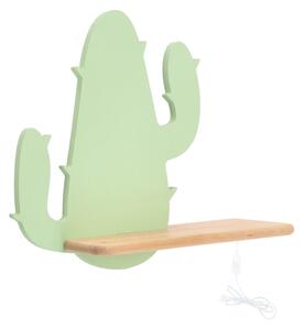 LED Detské nástenné svietidlo s poličkou CACTUS LED/4W/230V zelená/drevo