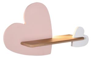 LED Detské nástenné svietidlo s poličkou HEART LED/5W/230V ružová/biela/drevo