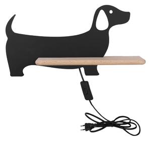 LED Detské nástenné svietidlo s poličkou DOG LED/5W/230V čierna/drevo