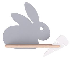 LED Detské nástenné svietidlo s poličkou RABBIT LED/4W/230V šedá/biela/drevo