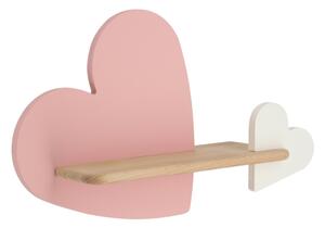 LED Detské nástenné svietidlo s poličkou HEART LED/5W/230V ružová/biela/drevo