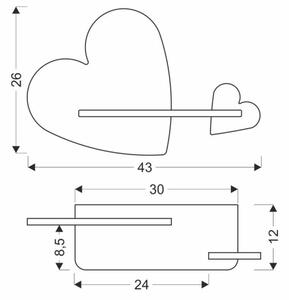 LED Detské nástenné svietidlo s poličkou HEART LED/5W/230V ružová/biela/drevo