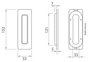 Mušle na posuvné dvere MP TI 4181 5S - bez otvoru (OLS), MP OLS (mosadz brúsená a lakovaná)