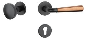 Dverové kovanie MP MARIGOLD 2 - R 7S (BS/CUM - Čierna matná / meď matná), kľučka pravá-guľa, Otvor na cylidrickou vložku, MP BS/CUM - Černá matná / měď matná