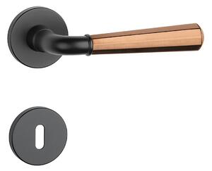 Dverové kovanie MP MARIGOLD 2 - R 7S (BS/CUM - Čierna matná / meď matná), kľučka-kľučka, WC kľúč, MP BS/CUM - Černá matná / měď matná