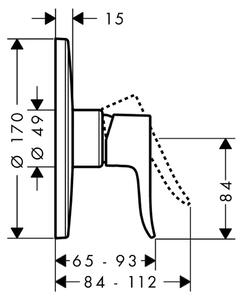Hansgrohe Metris, páková sprchová batéria HighFlow pod omietku, chrómová, 31652000