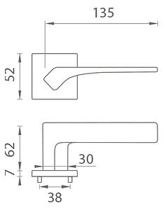 Dverové kovanie MP BERGENIA - HR 7S (OCS - Chróm brúsený), kľučka-kľučka, Bez spodnej rozety, MP OCS (chróm brúsený)