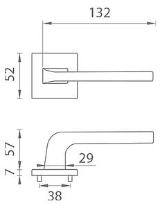Dverové kovanie MP - AS - ISMENA - HR 7S (OLS - Mosadz brúsená), kľučka-kľučka, Otvor na cylidrickou vložku, MP OLS (mosadz brúsená a lakovaná)