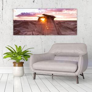 Obraz - západ slnka na púšti (120x50 cm)