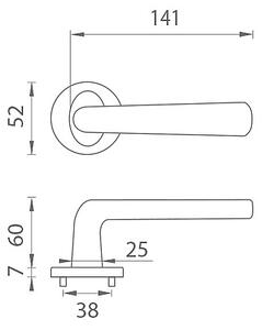 Dverové kovanie MP - AS - TULIPA - R 7S OLV (Mosadz leštená lakovaná), kľučka-kľučka, Bez spodnej rozety, MP OLV (mosadz leštená a lakovaná)