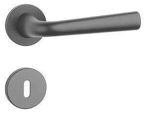 Dverové kovanie MP - AS - TULIPA - R 7S (BS - Čierna matná), kľučka-kľučka, Bez spodnej rozety, MP BS (čierna mat)