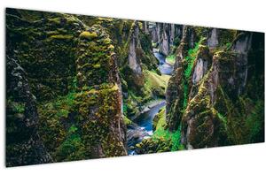 Obraz - Rieka v skalnatom údolí (120x50 cm)
