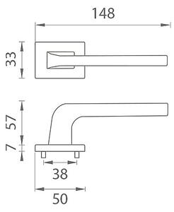 Dverové kovanie MP - AS - ISMENA - RT 7S (BS - Čierna matná), kľučka-kľučka, Bez spodnej rozety, MP BS (čierna mat)