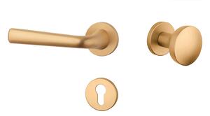 Dverové kovanie MP - AS - TULIPA - R 7S (OLS - Mosadz brúsená), kľučka-kľučka, Bez spodnej rozety, MP OLS (mosadz brúsená a lakovaná)