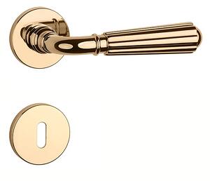 Dverové kovanie MP - AS - UTRICA - R 7S (OLV PVD - Mosadz leštená lakovaná), kľučka-kľučka, Otvor pre obyčajný kľúč BB, MP OLV PVD - Mosaz leštěná lakovaná