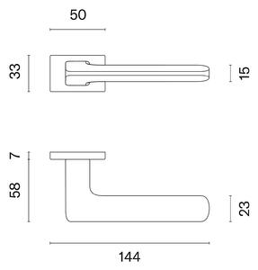 Dverové kovanie MP - AS - YUKA - RT 7S (OCS - Chróm brúsený), kľučka-kľučka, WC kľúč, MP OCS (chróm brúsený)