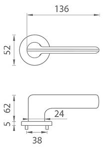 Dverové kovanie MP - AS - VIOLA - R 5S (T - Titan), kľučka-kľučka, Bez spodnej rozety, MP Titan