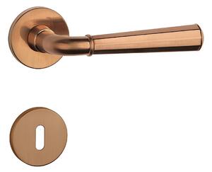 Dverové kovanie MP MARIGOLD 1 - R 7S (CUM PVD - Meď matná), kľučka-kľučka, WC kľúč, MP CUM (matná meď)