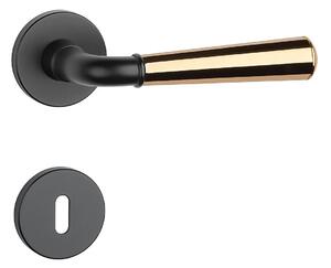 Dverové kovanie MP MARIGOLD 2 - R 7S (BS/OLV - Čierna matná / mosadz leštená lakovaná), kľučka ľavá / guľa, Otvor na cylidrickou vložku, MP BS/OLV