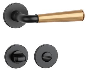 Dverové kovanie MP MARIGOLD 2 - R 7S (BS/OLS - Čierna matná / mosadz brúsená), kľučka-kľučka, WC kľúč, MP (BS/OLS - Černá matná / mosaz broušená)