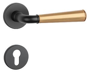 Dverové kovanie MP MARIGOLD 2 - R 7S (BS/OLS - Čierna matná / mosadz brúsená), kľučka pravá-guľa, Otvor na cylidrickou vložku, MP (BS/OLS - Černá matná / mosaz broušená)