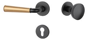 Dverové kovanie MP MARIGOLD 2 - R 7S (BS/OLS - Čierna matná / mosadz brúsená), kľučka-kľučka, Bez spodnej rozety, MP (BS/OLS - Černá matná / mosaz broušená)