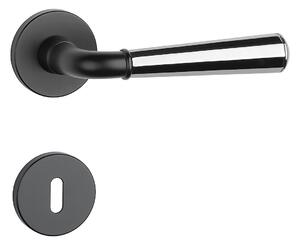 Dverové kovanie MP MARIGOLD 2 - R 7S (BS/OC - Čierna matná / chróm lesklý), kľučka-kľučka, Otvor pre obyčajný kľúč BB, MP BS/OC - Černá matná / chrom lesklý