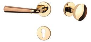 Dverové kovanie MP MARIGOLD 2 - R 7S (OLV/CUM - Mosadz leštená lakovaná / meď matná), kľučka-kľučka, WC kľúč, MP OLV/CUM
