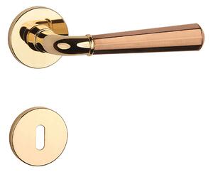 Dverové kovanie MP MARIGOLD 2 - R 7S (OLV/CUM - Mosadz leštená lakovaná / meď matná), kľučka-kľučka, Otvor pre obyčajný kľúč BB, MP OLV/CUM