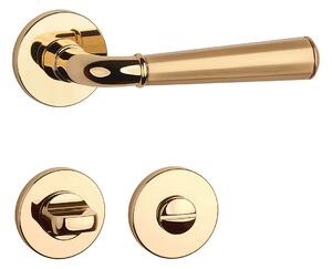 Dverové kovanie MP MARIGOLD 2 - R 7S (OLV/OLS - Mosadz leštená lakovaná / mosadz brúsená), kľučka-kľučka, Otvor pre obyčajný kľúč BB, MP OLV/OLS