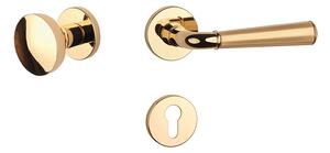 Dverové kovanie MP MARIGOLD 2 - R 7S (OLV/OLS - Mosadz leštená lakovaná / mosadz brúsená), kľučka-kľučka, Otvor pre obyčajný kľúč BB, MP OLV/OLS
