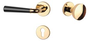 Dverové kovanie MP MARIGOLD 2 - R 7S (OLV/BS - Mosadz leštená lakovaná / čierna matná), kľučka-kľučka, WC kľúč, MP OLV/BS