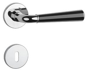 Dverové kovanie MP MARIGOLD 3 - R 7S (OC/BS/OC - Chróm lesklý / čierna matná / chróm lesklý), kľučka-kľučka, Otvor pre obyčajný kľúč BB, MP OC/BS/OC
