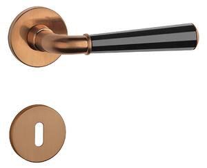 Dverové kovanie MP MARIGOLD 3 - R 7S (CUM/BS/CUM - Meď matná / čierna matná / meď matná), kľučka-kľučka, Otvor pre obyčajný kľúč BB, MP CUM/BS/CUM