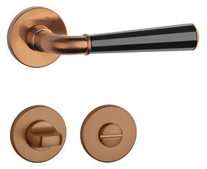 Dverové kovanie MP MARIGOLD 3 - R 7S (CUM/BS/CUM - Meď matná / čierna matná / meď matná), kľučka-kľučka, Otvor pre obyčajný kľúč BB, MP CUM/BS/CUM