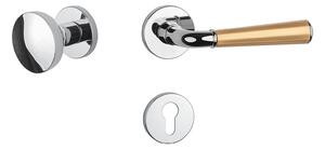 Dverové kovanie MP MARIGOLD 3 - R 7S (OC/OLS/OC - Chróm lesklý / mosadz brúsená / chróm lesklý), kľučka-kľučka, WC kľúč, MP OC/OLS/OC