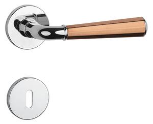 Dverové kovanie MP MARIGOLD 3 - R 7S (OC/CUM/OC - Chróm lesklý / meď matná / chróm lesklý), kľučka-kľučka, Otvor pre obyčajný kľúč BB, MP OC/CUM/OC