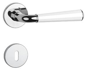 Dverové kovanie MP MARIGOLD 3 - R 7S (OC/WS/OC - Chróm lesklý / biela matná / chróm lesklý), kľučka-kľučka, Otvor pre obyčajný kľúč BB, MP OC/WS/OC