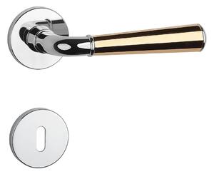 Dverové kovanie MP MARIGOLD 3 - R 7S (OC/OLV/OC - Chróm lesklý / mosadz leštená lakovaná / chróm lesklý), kľučka-kľučka, Otvor pre obyčajný kľúč BB, MP OC/OLV/OC