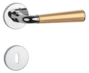 Dverové kovanie MP MARIGOLD 3 - R 7S (OC/OLS/OC - Chróm lesklý / mosadz brúsená / chróm lesklý), kľučka-kľučka, Otvor pre obyčajný kľúč BB, MP OC/OLS/OC