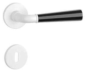 Dverové kovanie MP MARIGOLD 3 - R 7S (WS/BS/WS - Biela matná / čierna matná / biela matná), kľučka pravá-guľa, Otvor na cylidrickou vložku, MP WS/BS/WS