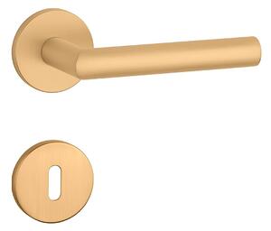 Dverové kovanie MP ARABIS - R 7S (OLS - Mosadz brúsená), kľučka-kľučka, Otvor pre obyčajný kľúč BB, MP OLS Mosaz broušená