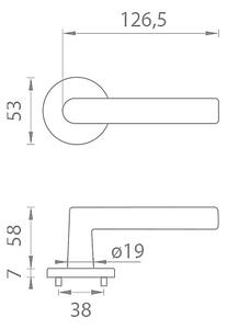 Dverové kovanie MP ARABIS - R 7S (WS - Biela matná), kľučka-kľučka, Bez spodnej rozety, MP WS (biela mat)