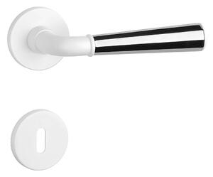Dverové kovanie MP MARIGOLD 3 - R 7S (WS/OC/WS - Biela matná / chróm lesklý / biela matná), kľučka-kľučka, Otvor pre obyčajný kľúč BB, MP WS/OC/WS