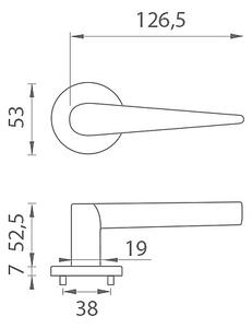 Dverné kovanie MP Arnica - R 7S (BS - Čierna matná), kľučka-kľučka, Bez spodnej rozety, MP BS (čierna mat)