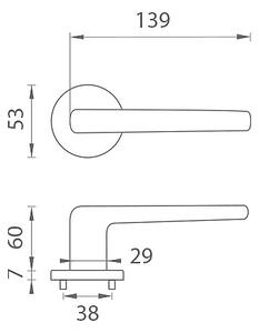 Dverové kovanie MP FUNKIA - R 7S (OCS - Chróm brúsený), kľučka-kľučka, Bez spodnej rozety, MP OCS (chróm brúsený)
