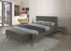 Čalúnená manželská posteľ NEVIO - 140x200 cm, šedá